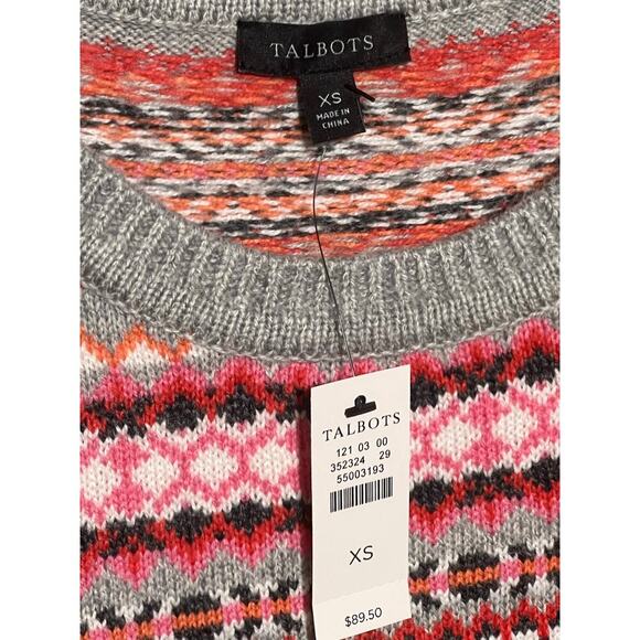 NWT Talbots Ski Sweater Multiple‎ Colors, Size XS Cotton Mix - Picture 3 of 5